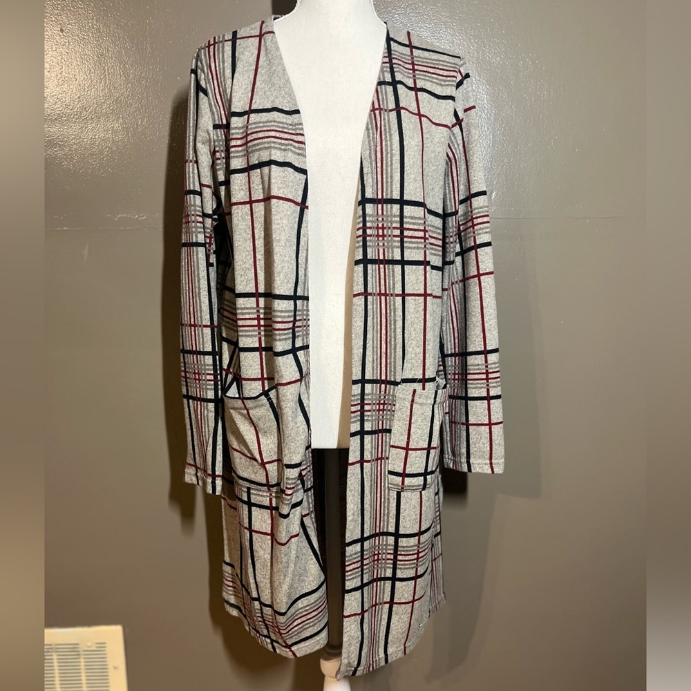 Chic Plaid Open Cardigan